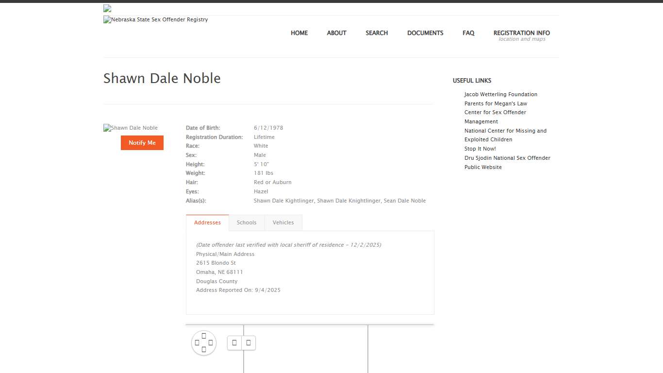 Nebraska Sex Offender Registry: Shawn Dale Noble