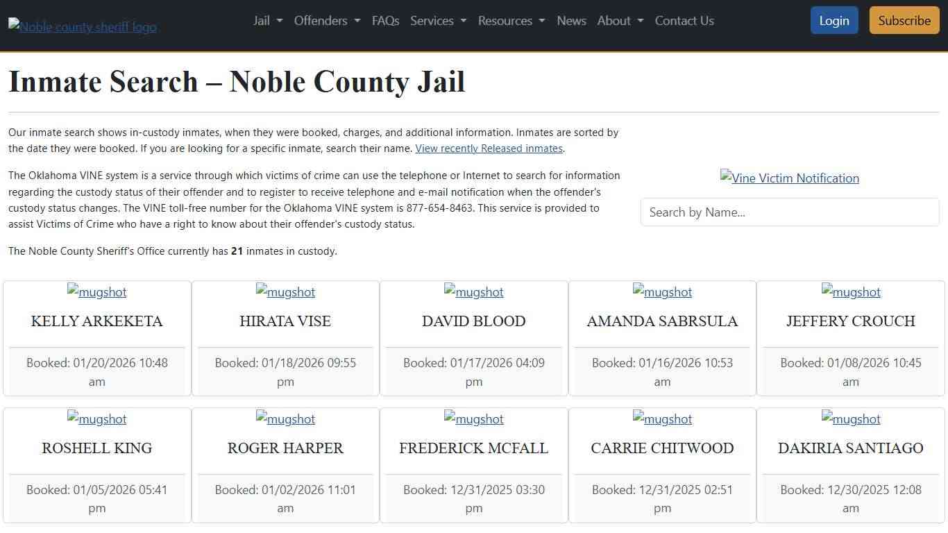 Inmate Search | Noble County Sheriff's Office